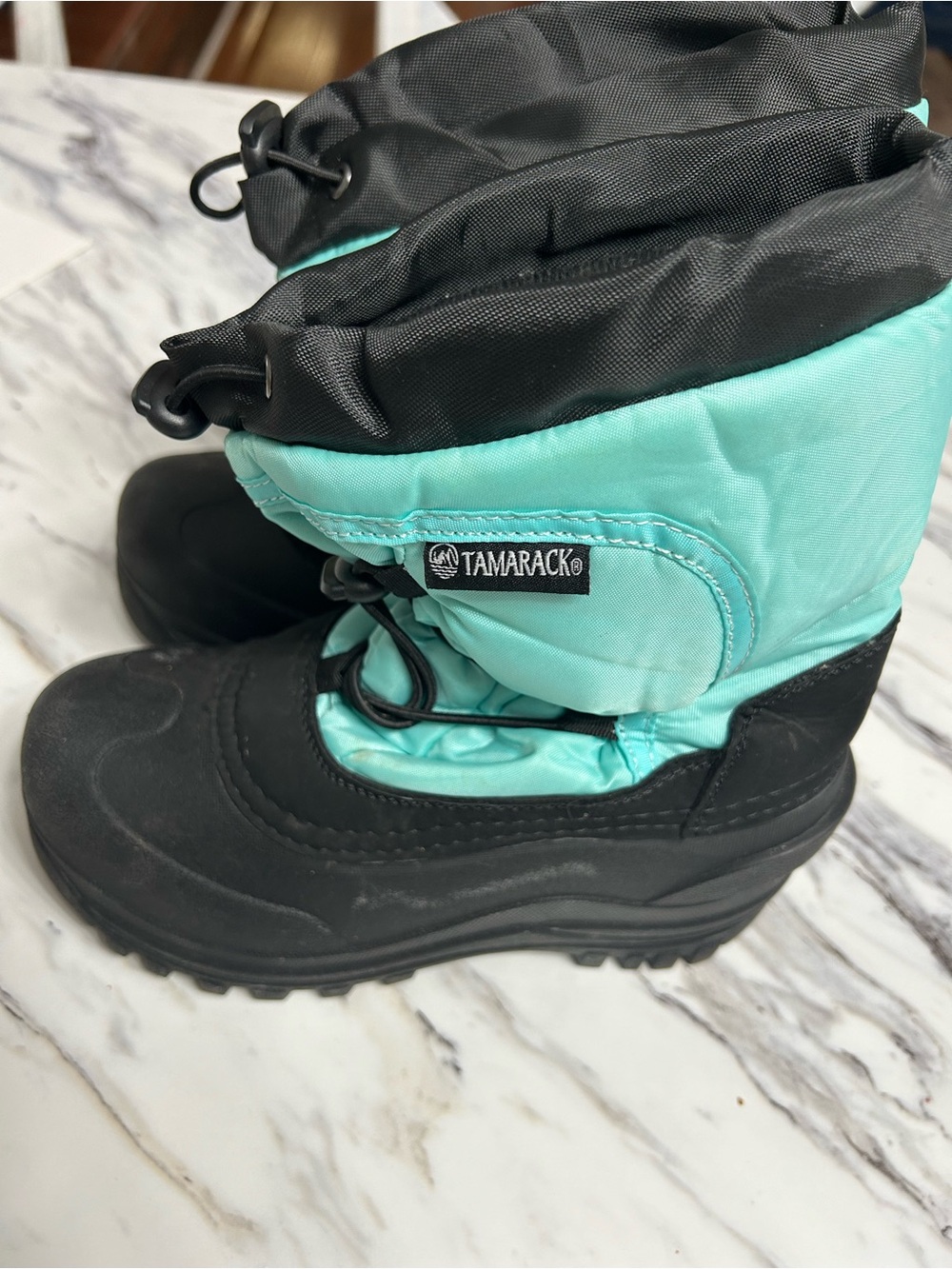 Tamarack Kids Waterproof Black and Teal Snow Boots